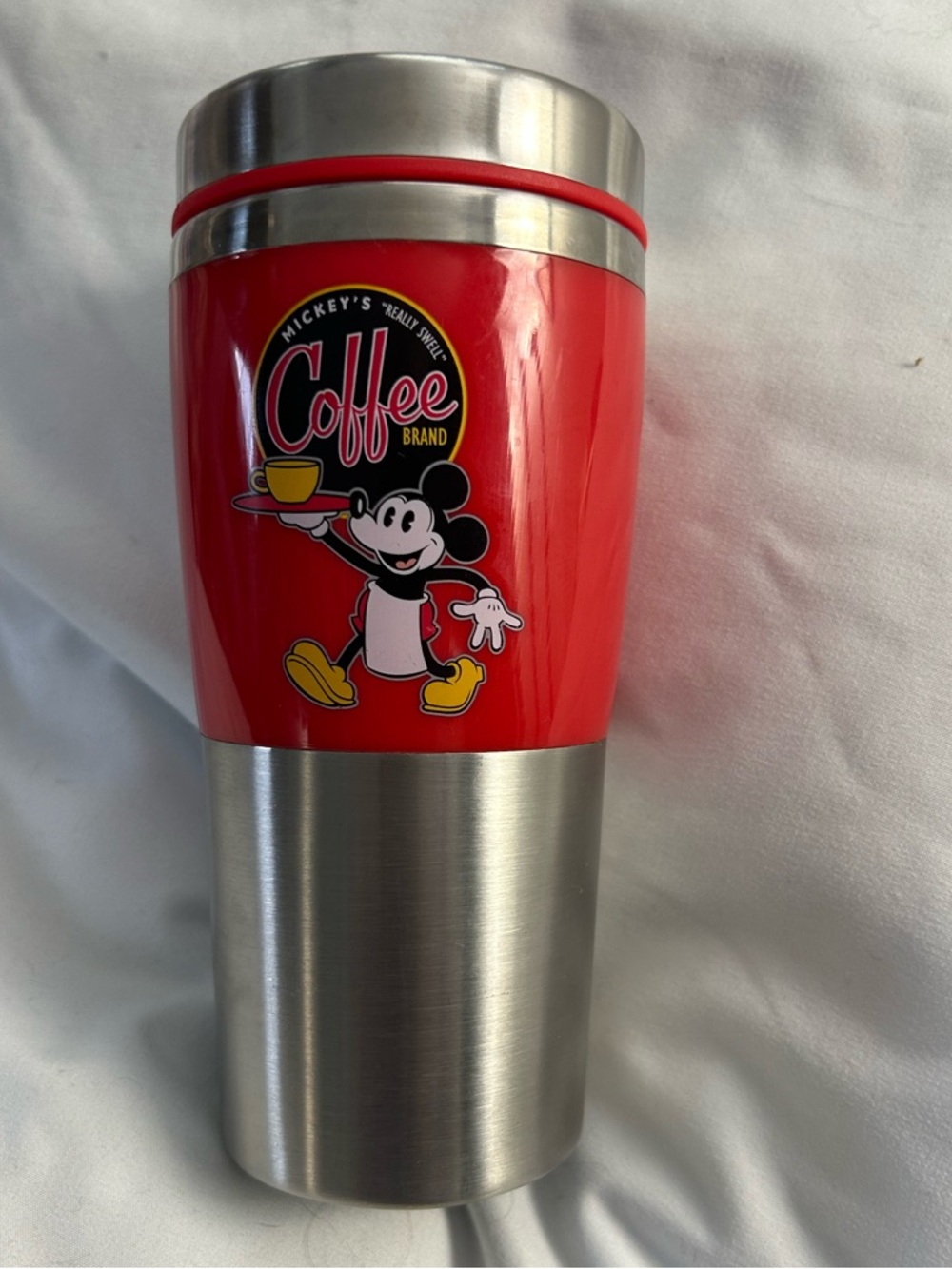 Disney Parks Mickey Coffee Brand Red & Stainless Steel Travel Tumbler